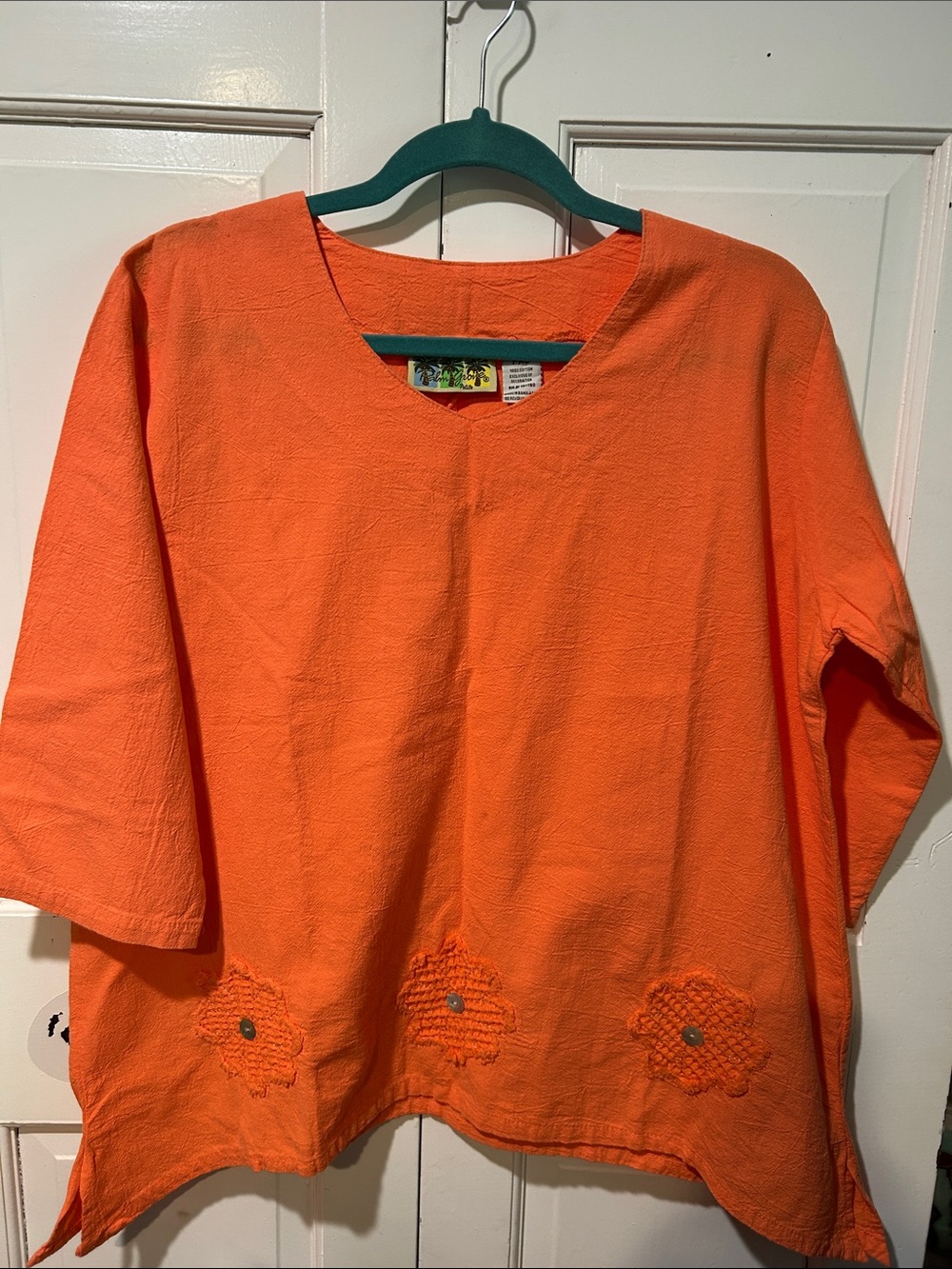 100% cotton Coral Crochet Hem Tunic